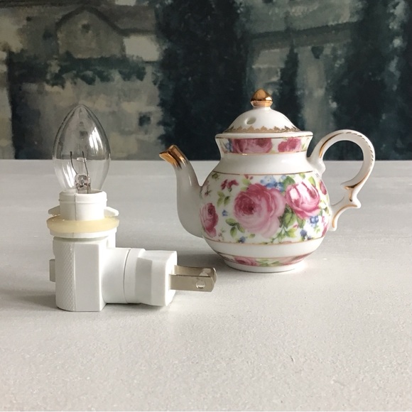 Adeline Other - Adeline Floral Porcelain Teapot Gold Trim Night Light / Nightlight